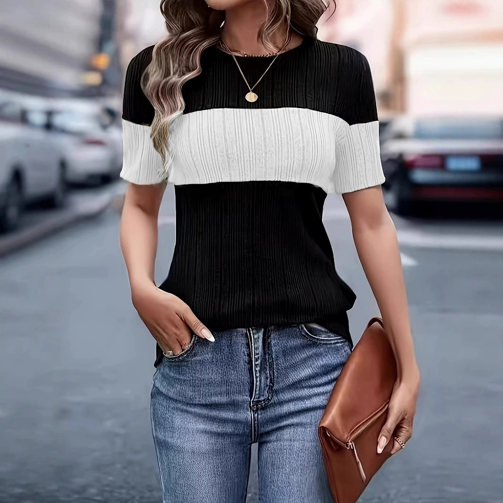 Forever 21 Fall Winter Women's Knit Long-Sleeve Colorblock Slim-Fit Top